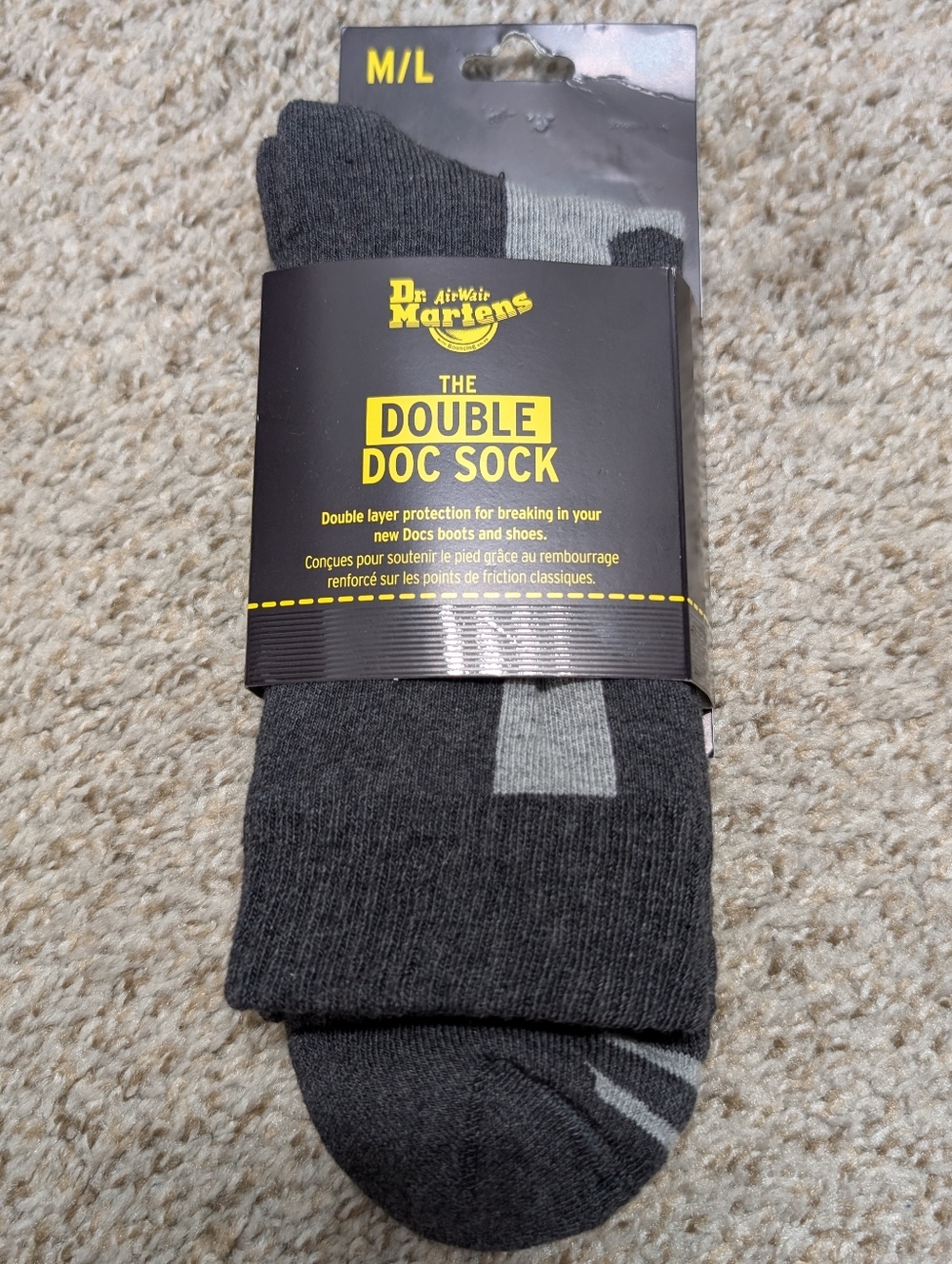 Dr. Martens Double Doc Sock - Dark Gray with Light Gray Accents